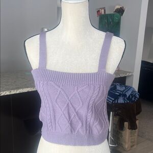 Say What? Lavender Cable Knit Crop Top